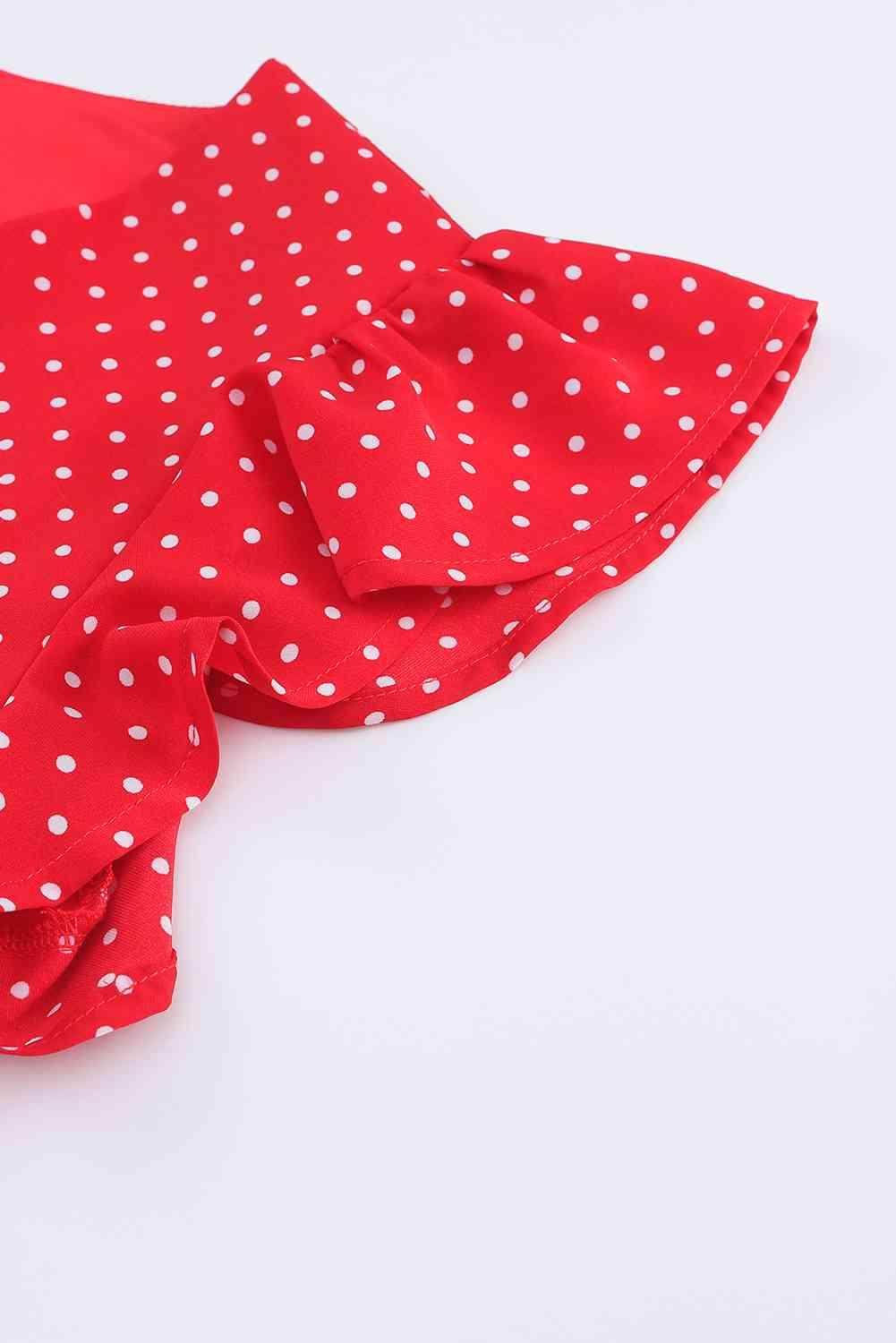 Polka Dot Surplice Neck Tie Waist Dress for Women - Selvanelle