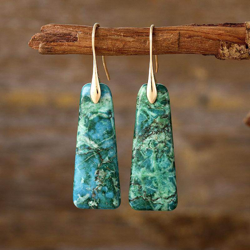 Copper Natural Stone Earrings with Platinum and Gold Plating - Selvanelle