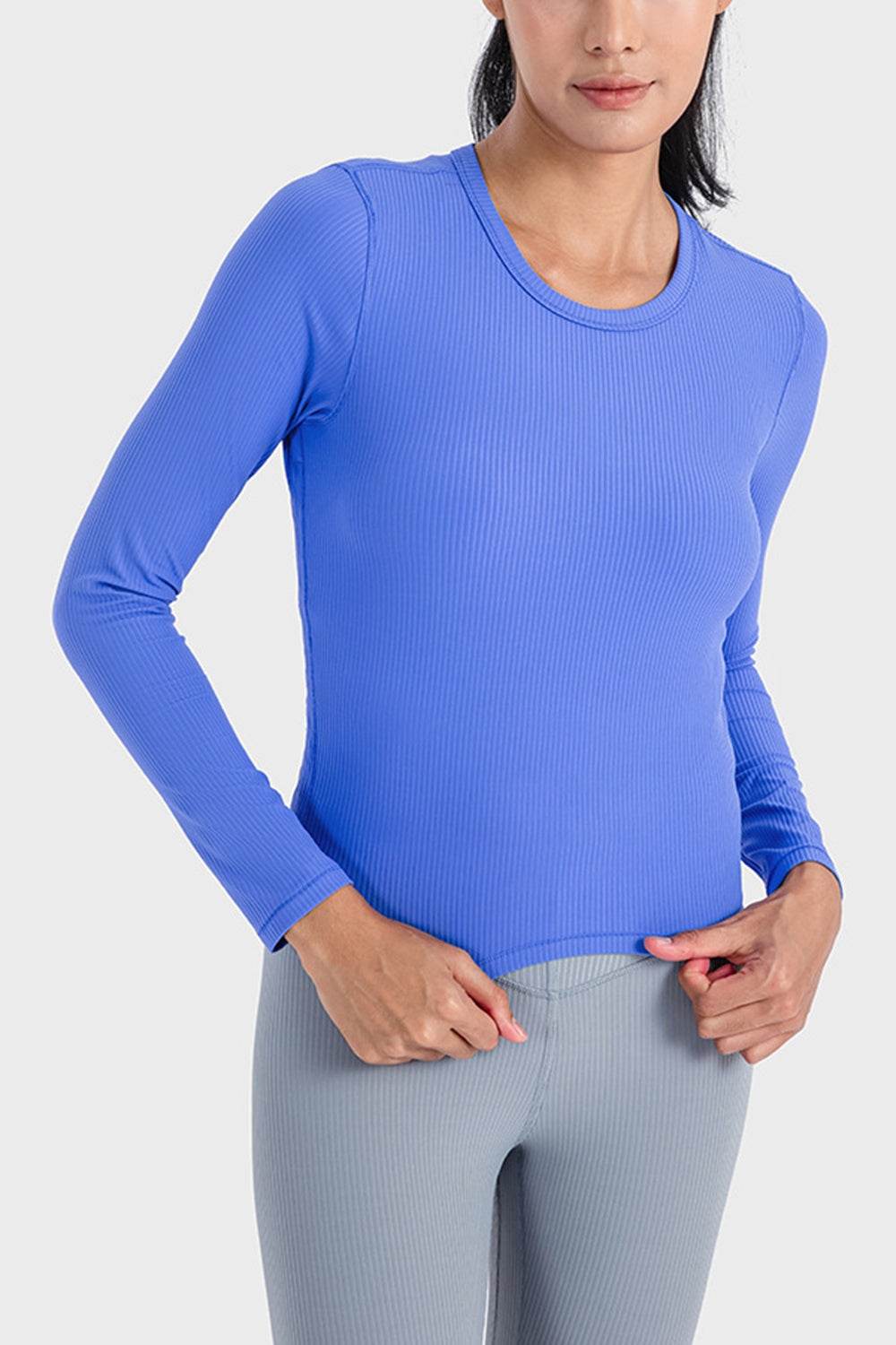 Millennia Round Neck Long Sleeve Sports Top - Selvanelle