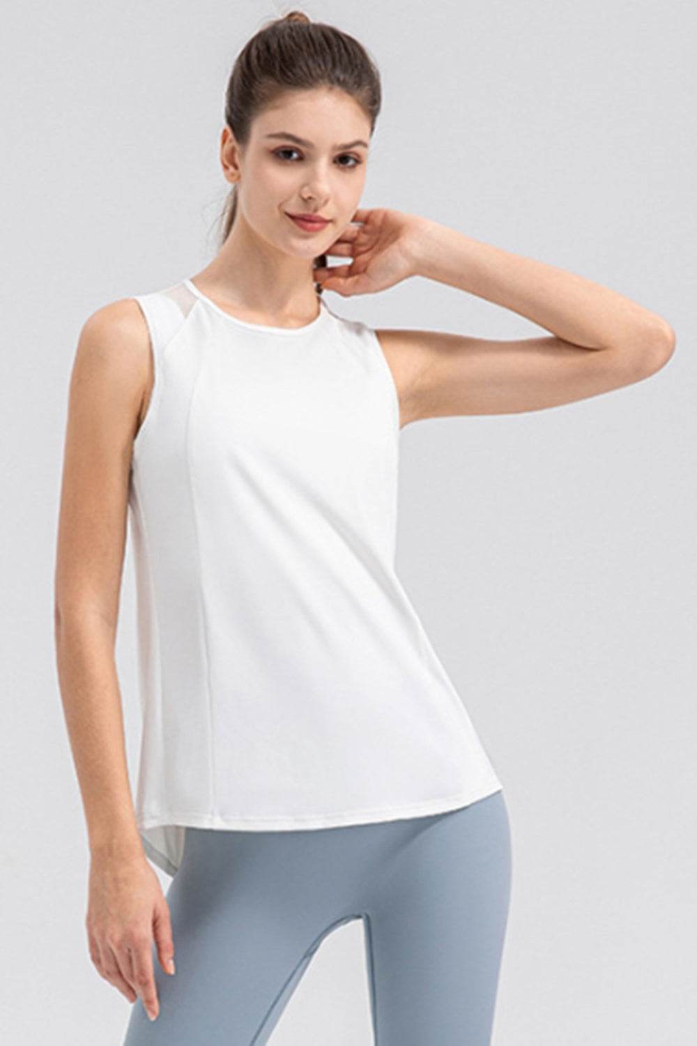 Round Neck Wide strap Active Tank - Selvanelle