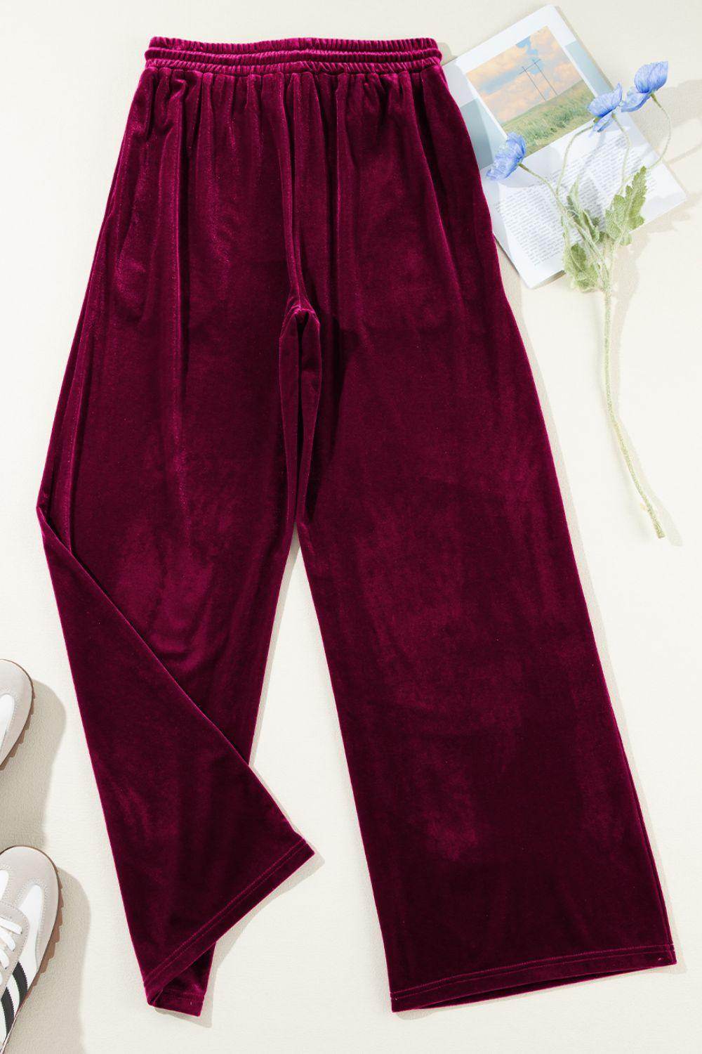Drawstring Waist Wide Leg Active Pants for Women Comfort - Selvanelle