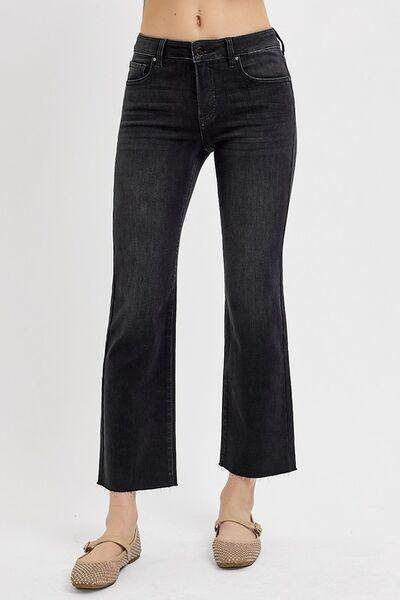 RISEN Tummy Control Mid Rise Crop Straight Jeans for Women - Selvanelle