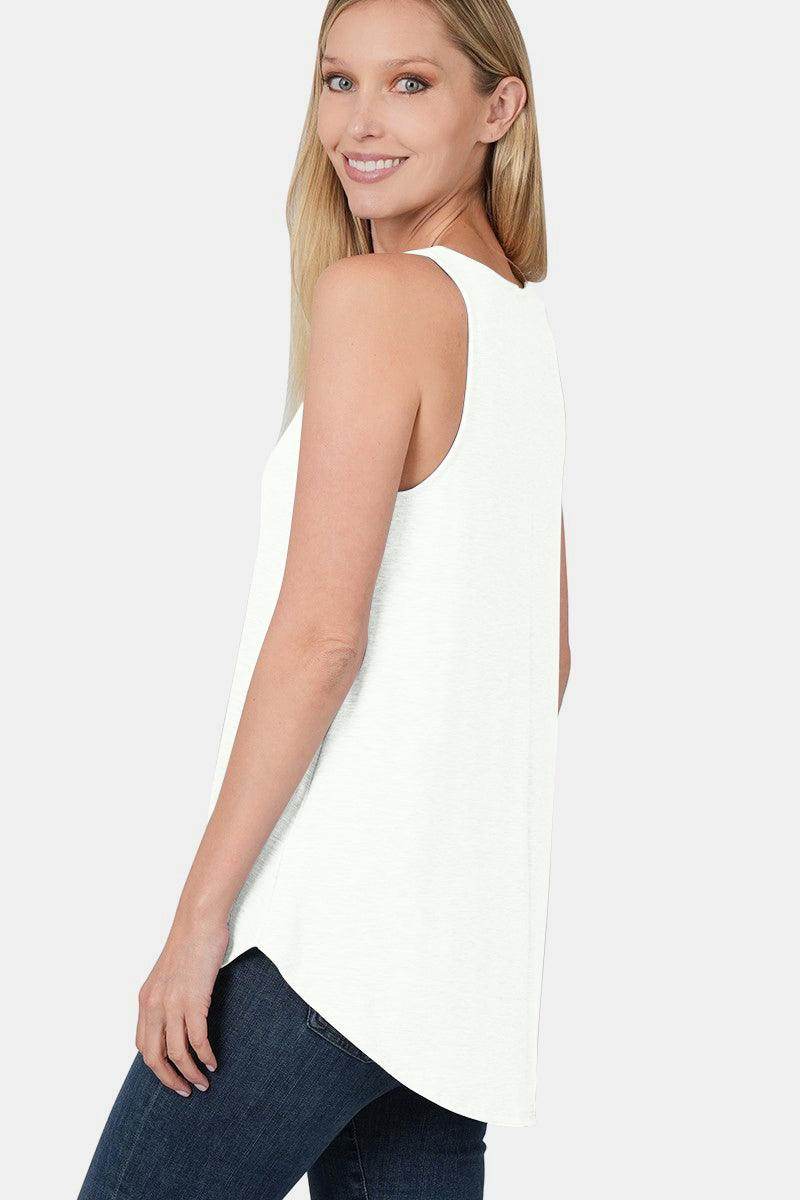 Zenana Round Neck Curved Hem Tank for Stylish Layering - Selvanelle