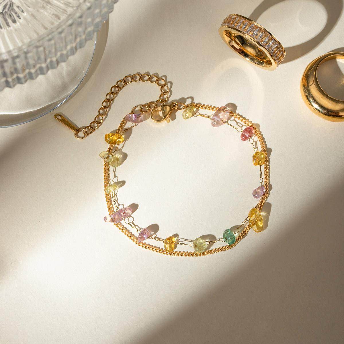 Stainless Steel Natural Stone Double Layered Bracelet for Women - Selvanelle