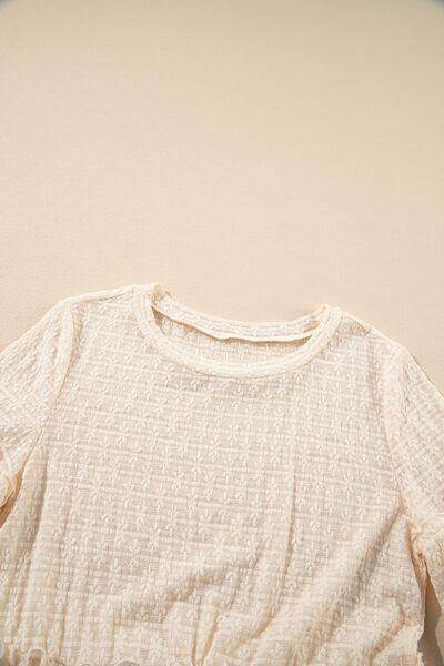 Frill Round Neck Half Sleeve Blouse for Women in Stylish Design - Selvanelle