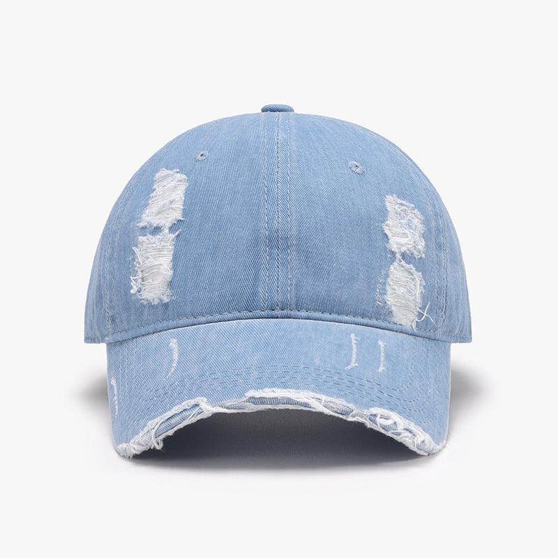 Distressed Adjustable Cotton Baseball Cap for Casual Wear - Selvanelle