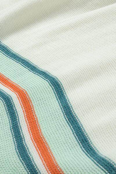 Contrast Striped Turtleneck Dropped Shoulder Sweater for Women - Selvanelle