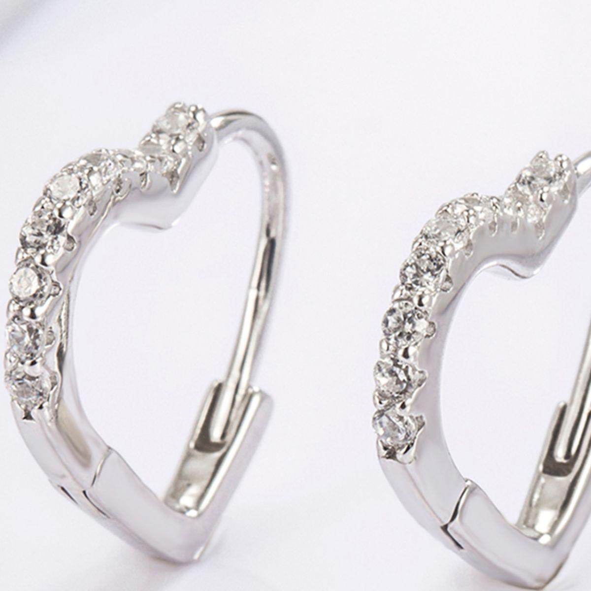 925 Sterling Silver Zircon Heart Shape Earrings Set - Selvanelle