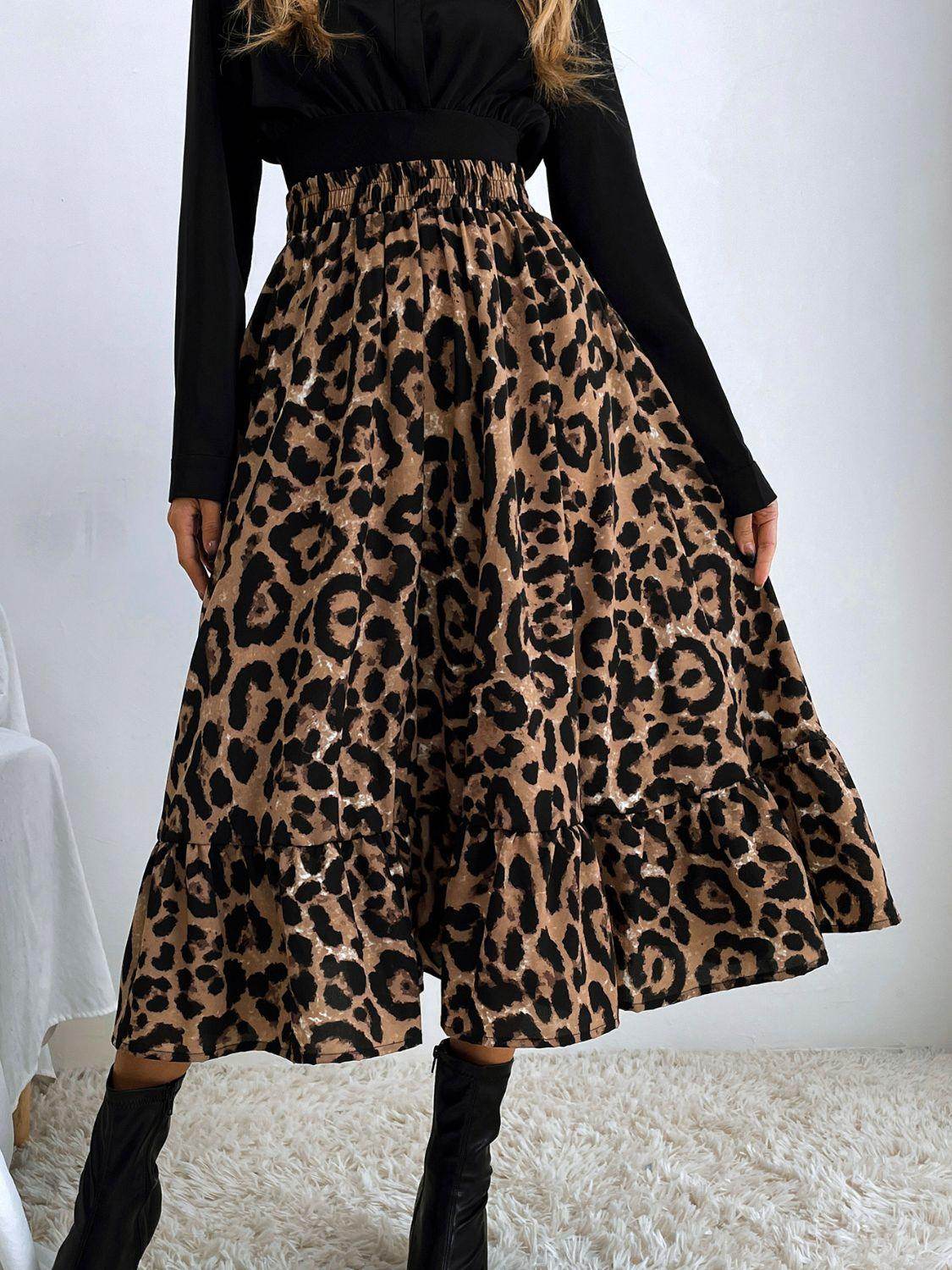 Stylish Printed Elastic Waist Midi Skirt for Everyday Wear - Selvanelle
