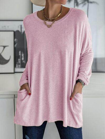 Full Size Round Neck Long Sleeve T-Shirt for Women - Selvanelle