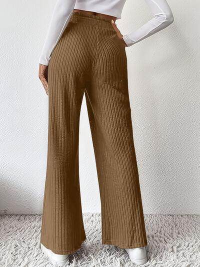 Ribbed High Waist Pants for Women in Various Sizes - Selvanelle