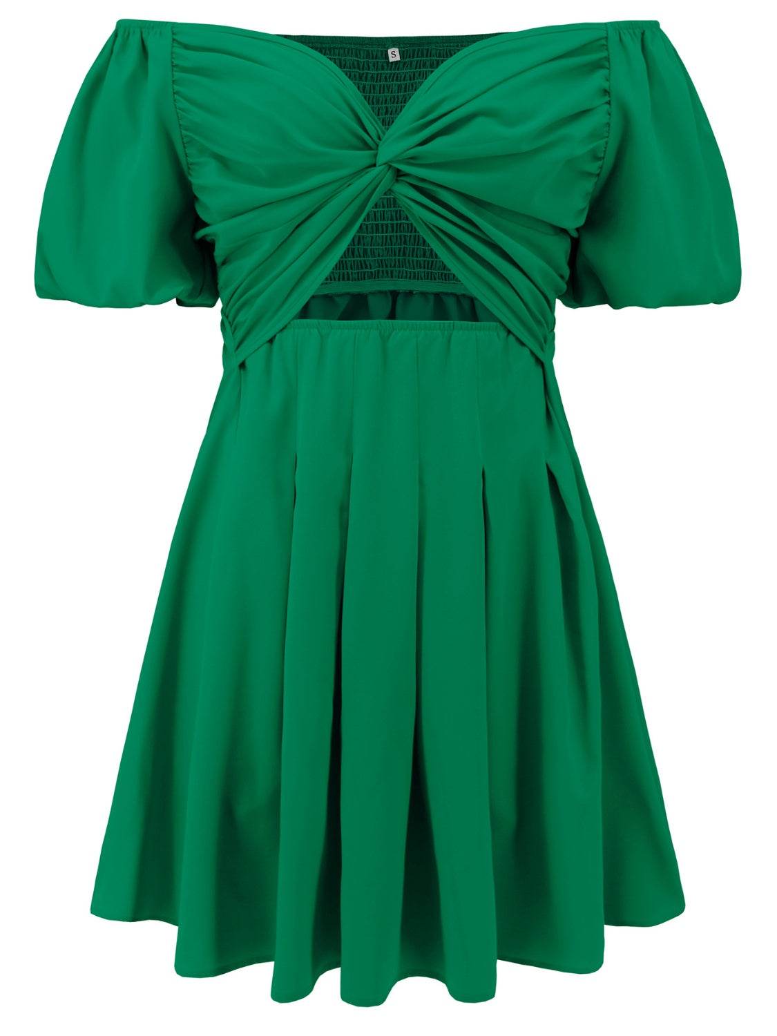 Cutout Twisted Off-Shoulder Short Sleeve Dress - Selvanelle