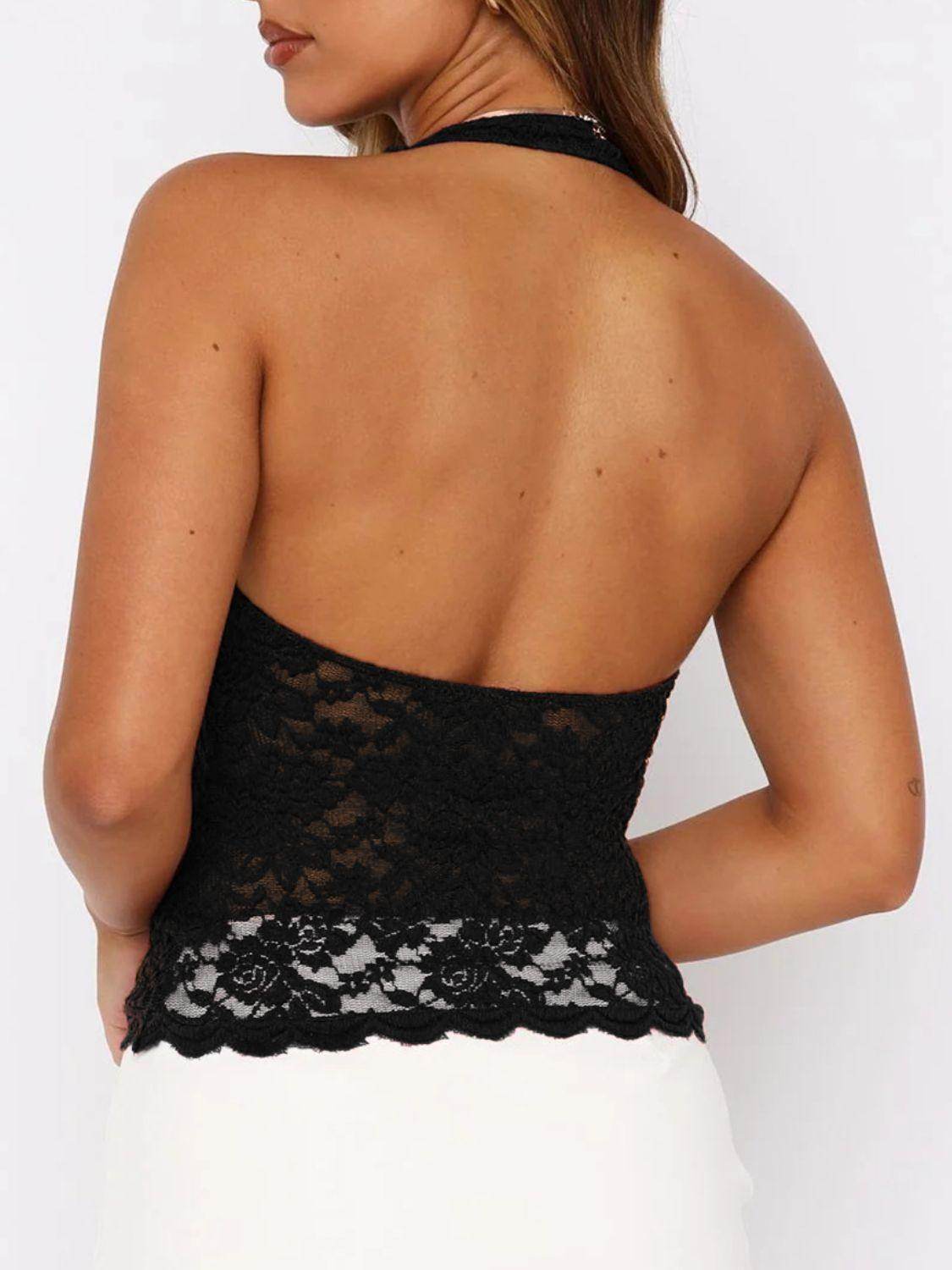 Lace Backless Halter Neck Cami for Women - Trendy Style - Selvanelle