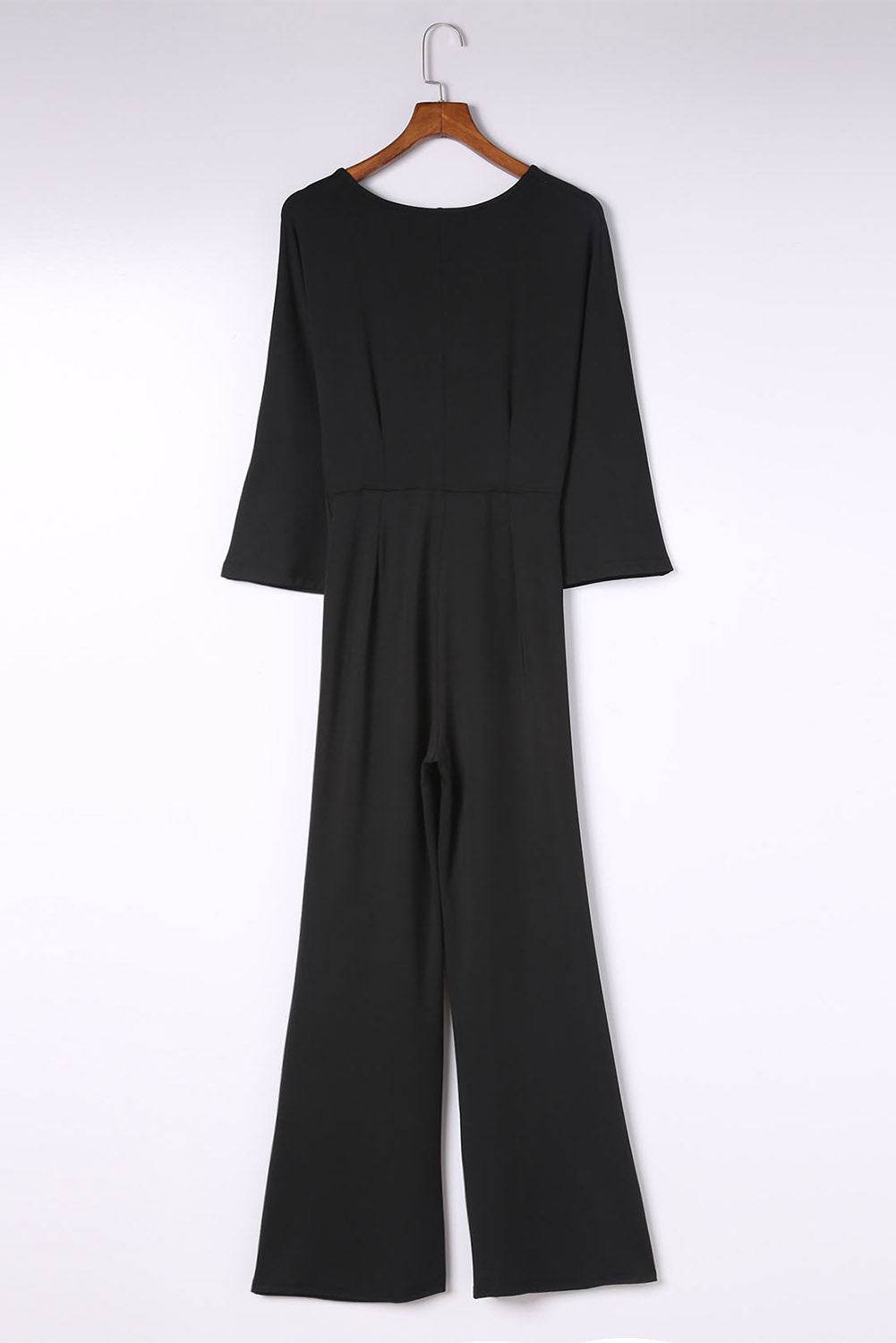 Twisted Plunge Three-Quarter Sleeve Jumpsuit - Selvanelle