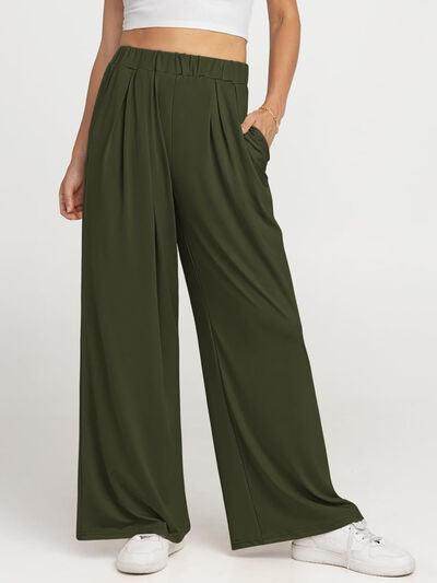 Elastic Waist Wide Leg Pants for Women in Various Sizes - Selvanelle