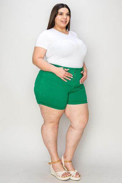 Judy Blue Full Size Tummy Control Denim Shorts for Women - Selvanelle