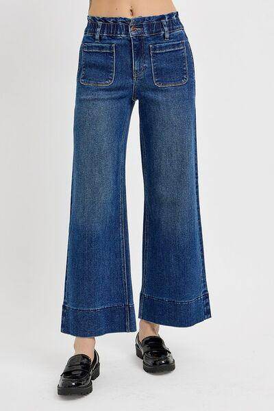 RISEN Elastic Band Wide Leg Jeans for Casual Chic Style - Selvanelle