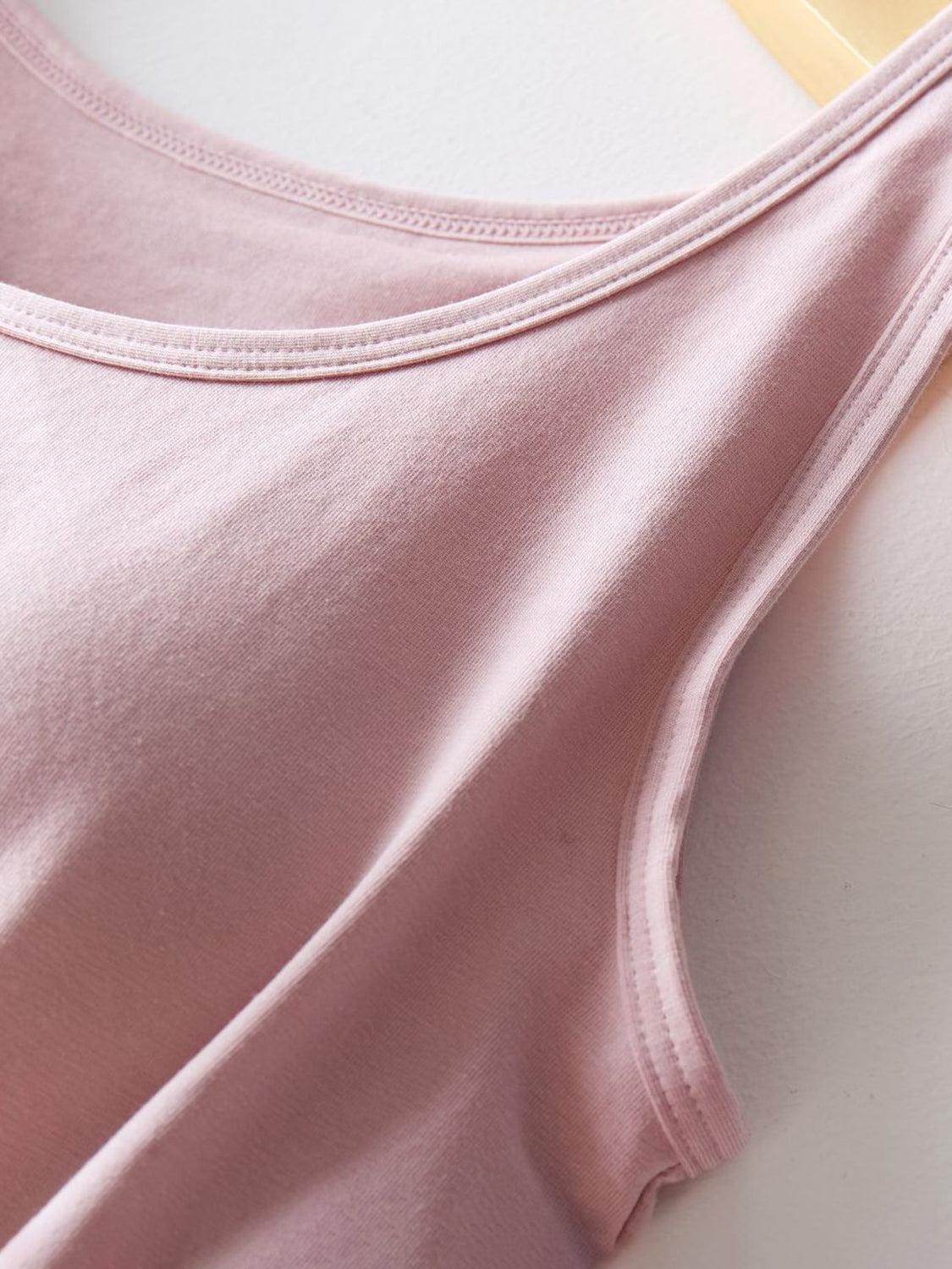 Round Neck Tank with Bra for Comfortable Everyday Wear - Selvanelle