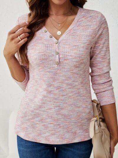 V-Neck Long Sleeve T-Shirt for Women in Comfortable Fit - Selvanelle