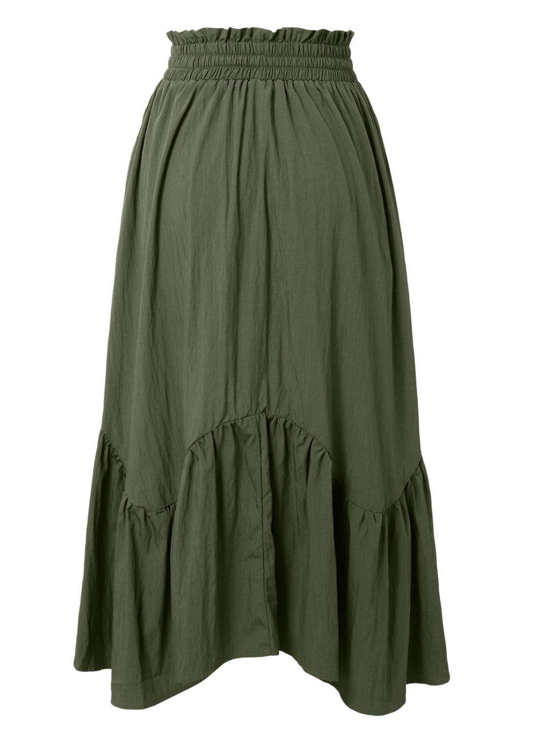 Smocked Waist Band Ruched Layered Skirt for Women Fashion - Selvanelle