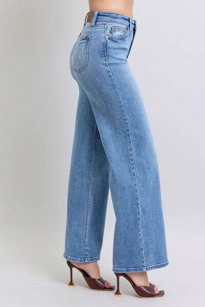 Judy Blue Full Size Wide Leg Jeans with Pockets for Women - Selvanelle