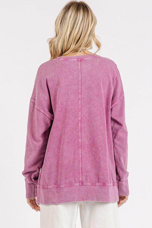 Mittoshop Flower Patch Side Slit Mineral Wash Sweatshirt - Selvanelle