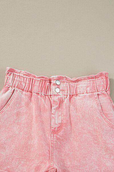 Paperbag Waist Denim Shorts for Women with Pockets - Selvanelle