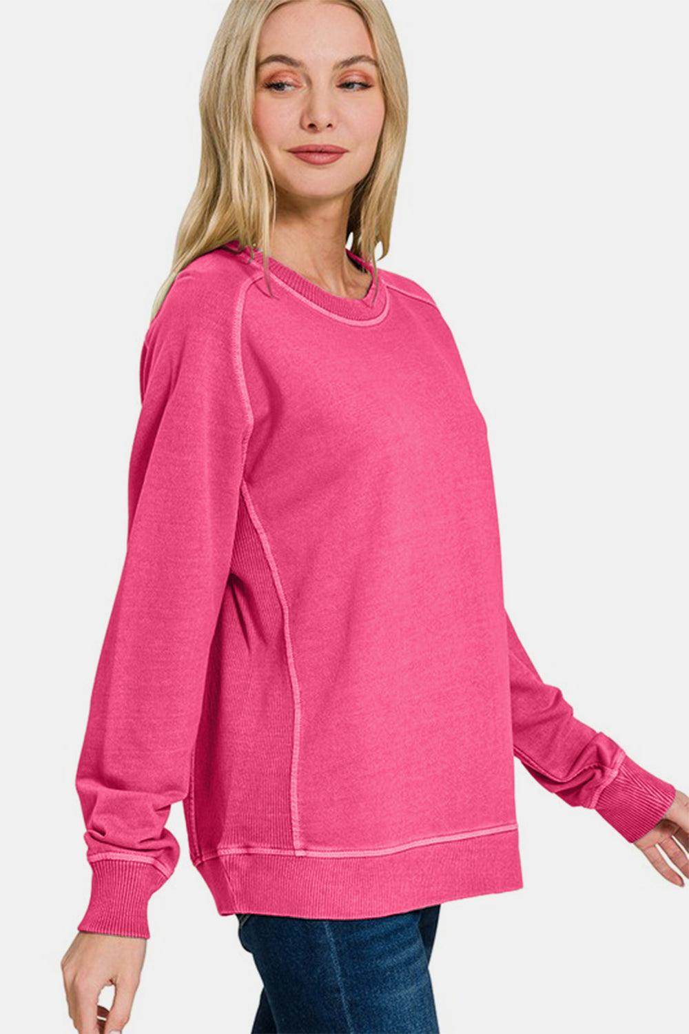 Zenana Full Size Pigment Dyed French Terry Sweatshirt Style - Selvanelle