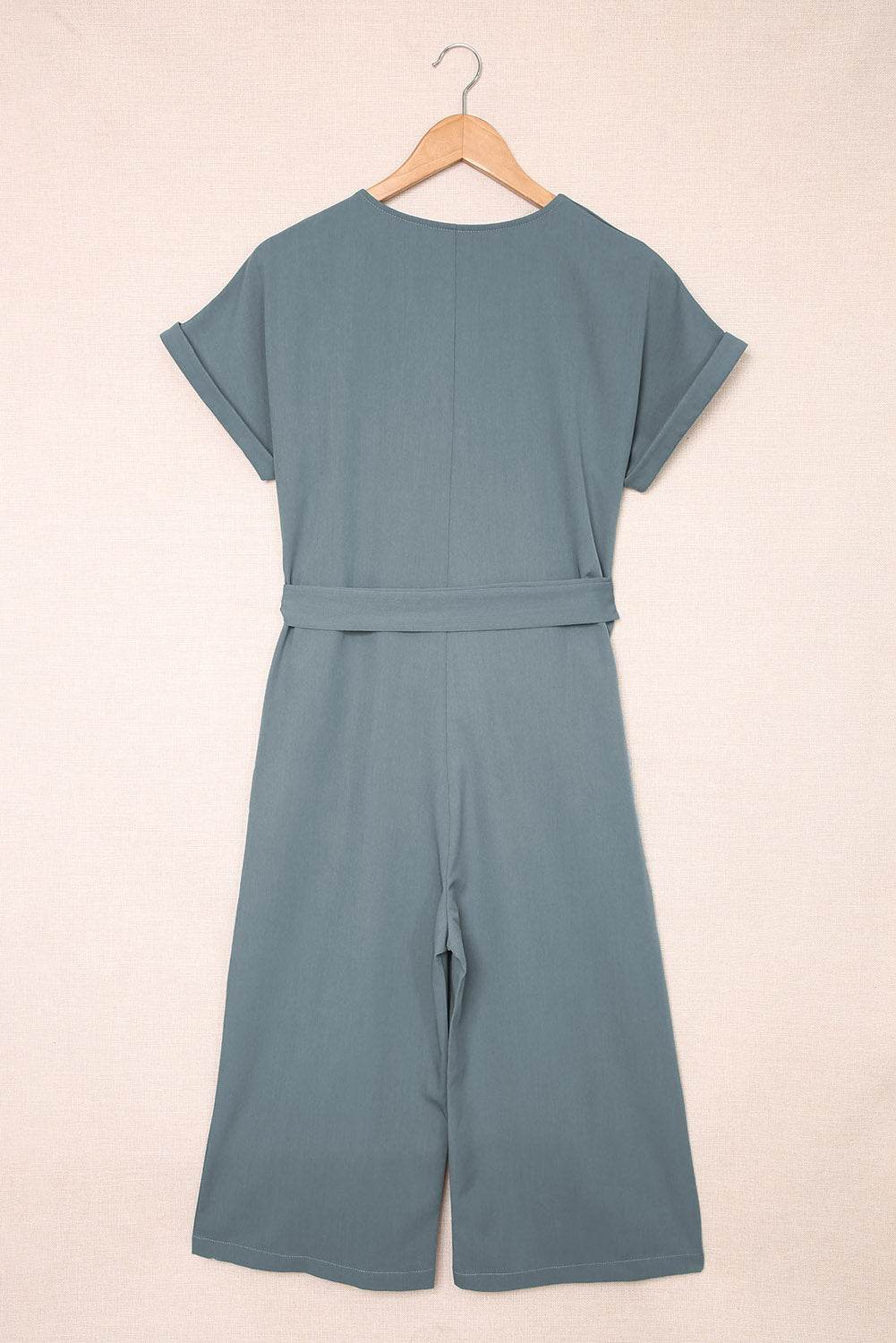 Tie-Waist Buttoned Cropped Jumpsuit - Selvanelle