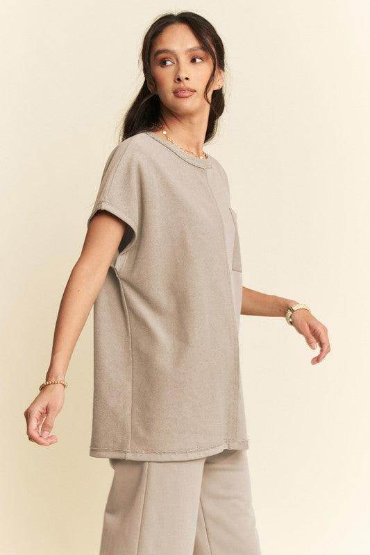 Davi & Dani Round Neck Short Sleeve Top and Pants Set Outfit - Selvanelle