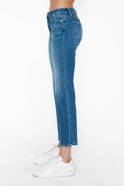Bytos Full Size Cat's Whiskers Mid Rise Ankle Jeans For Women - Selvanelle