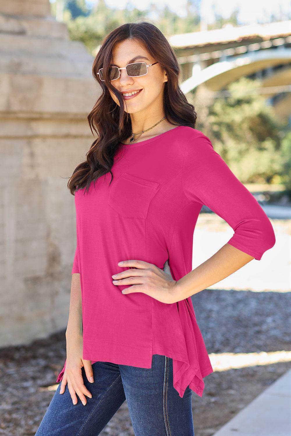 Basic Bae Full Size Round Neck Pocketed T-Shirt for Women - Selvanelle