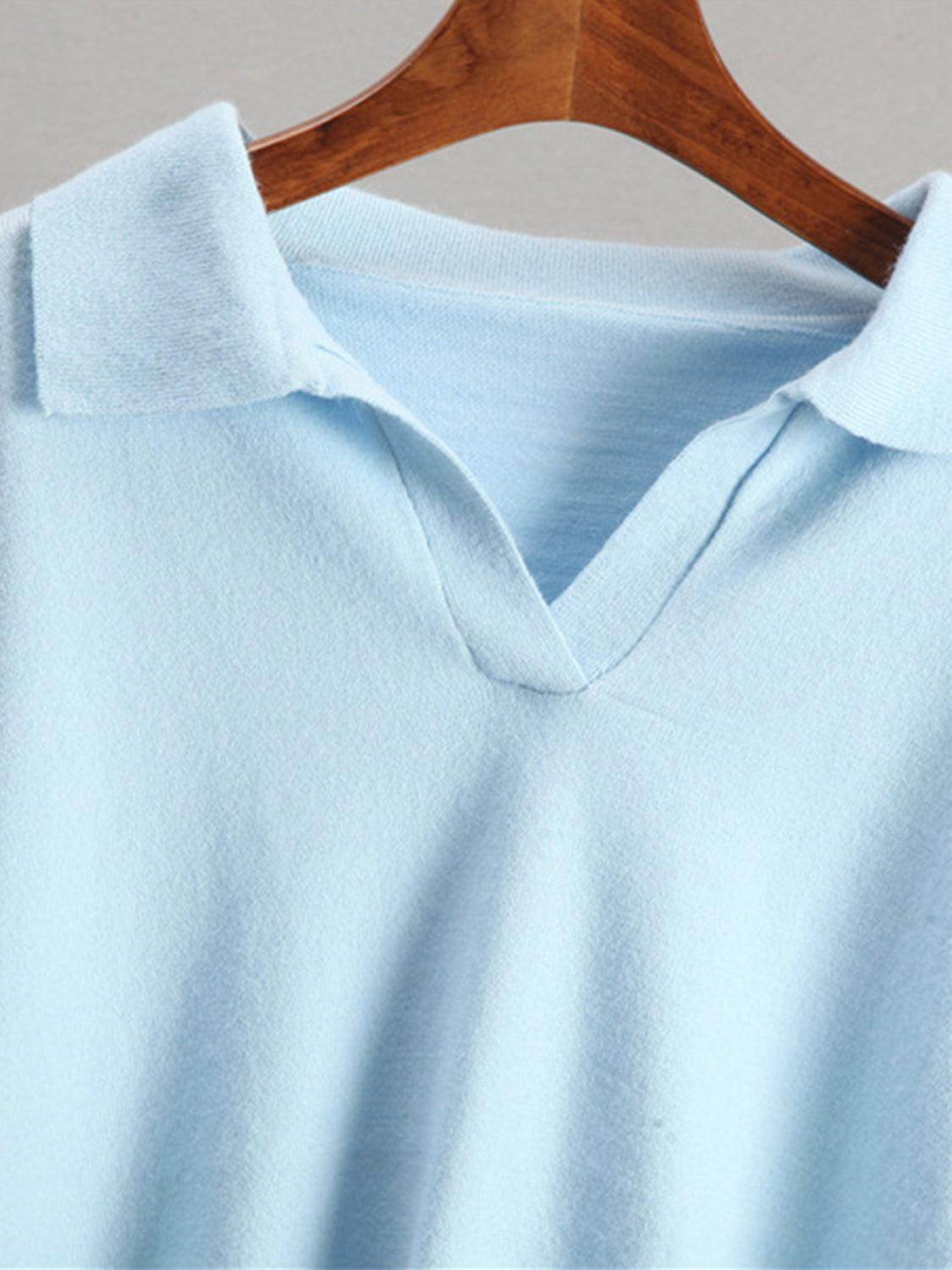 Johnny Collar Long Sleeve Top and Pants Sweater Set Women - Selvanelle