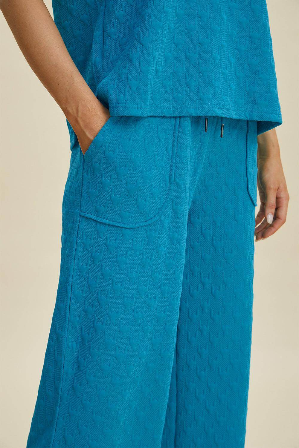 Double Take Full Size Texture Hoodie and Pants Set - Selvanelle