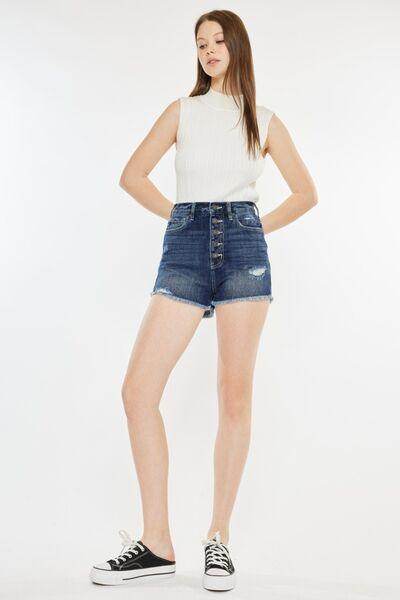 Kancan Raw Hem Button Fly Denim Shorts for Trendy Summer Style - Selvanelle