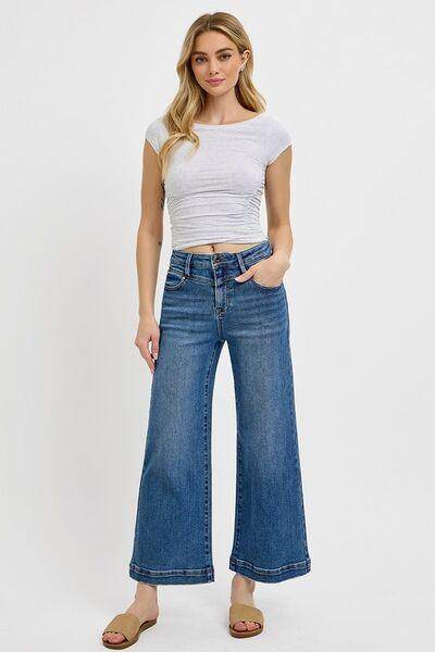RISEN Full Size High Rise Crop Wide Leg Jeans Plus Size - Selvanelle