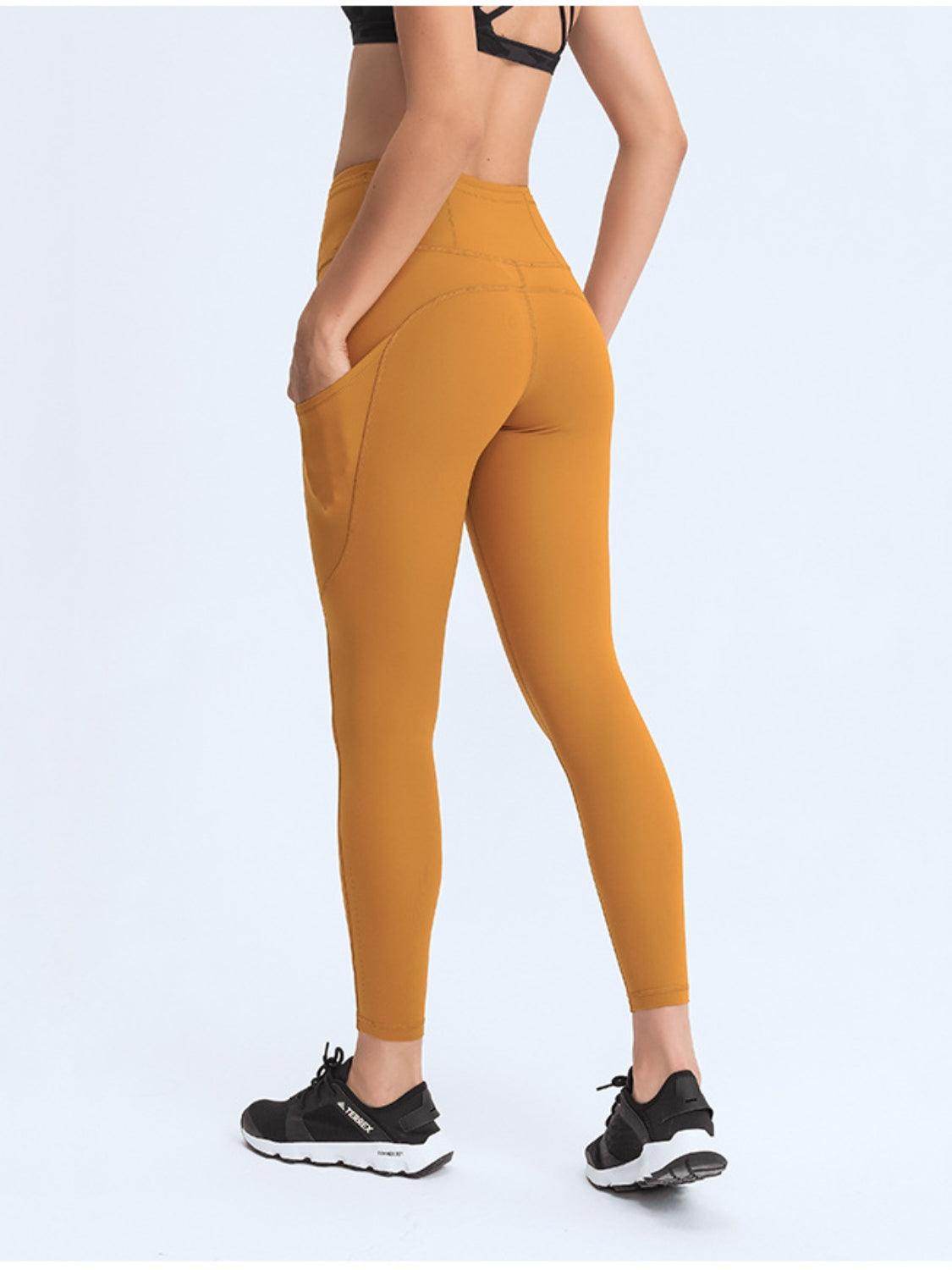 Millennia Wide Waistband Leggings with Pockets for Women - Selvanelle