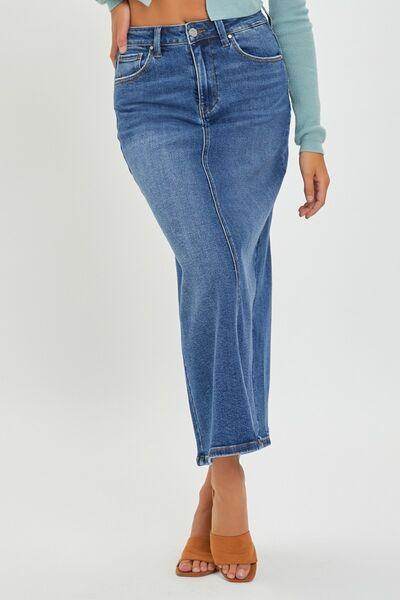 RISEN High Rise Back Slit Denim Skirt for Women Fashion - Selvanelle