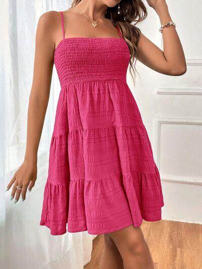 Tiered Smocked Square Neck Cami Dress for Casual Style - Selvanelle