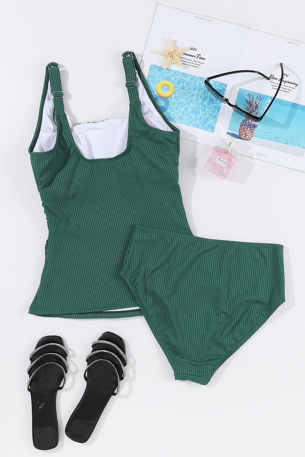 Square Neck Wide Strap Tankini Set - Selvanelle