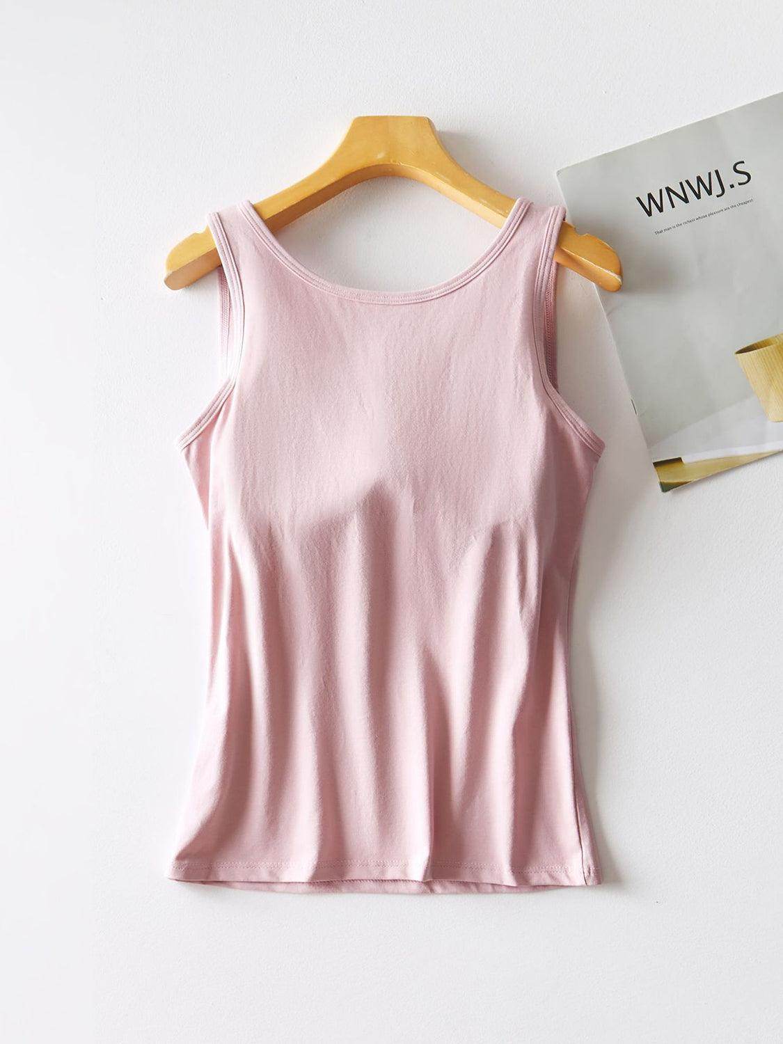 Round Neck Tank with Bra for Comfortable Everyday Wear - Selvanelle