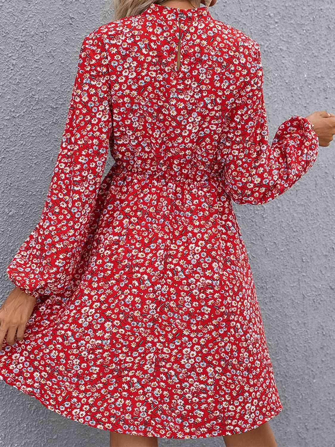 Ivy Lane Floral Mock Neck Long Sleeve Dress for Women - Selvanelle