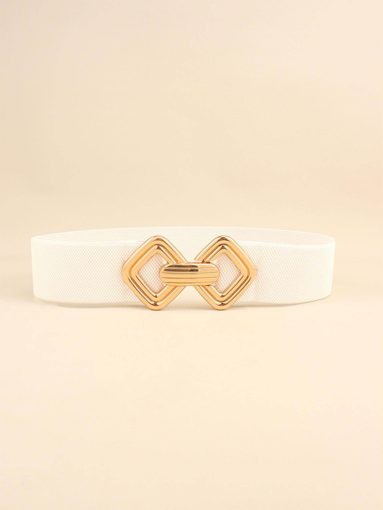 Geometric Buckle Elastic Wide Belt for Stylish Comfort - Selvanelle