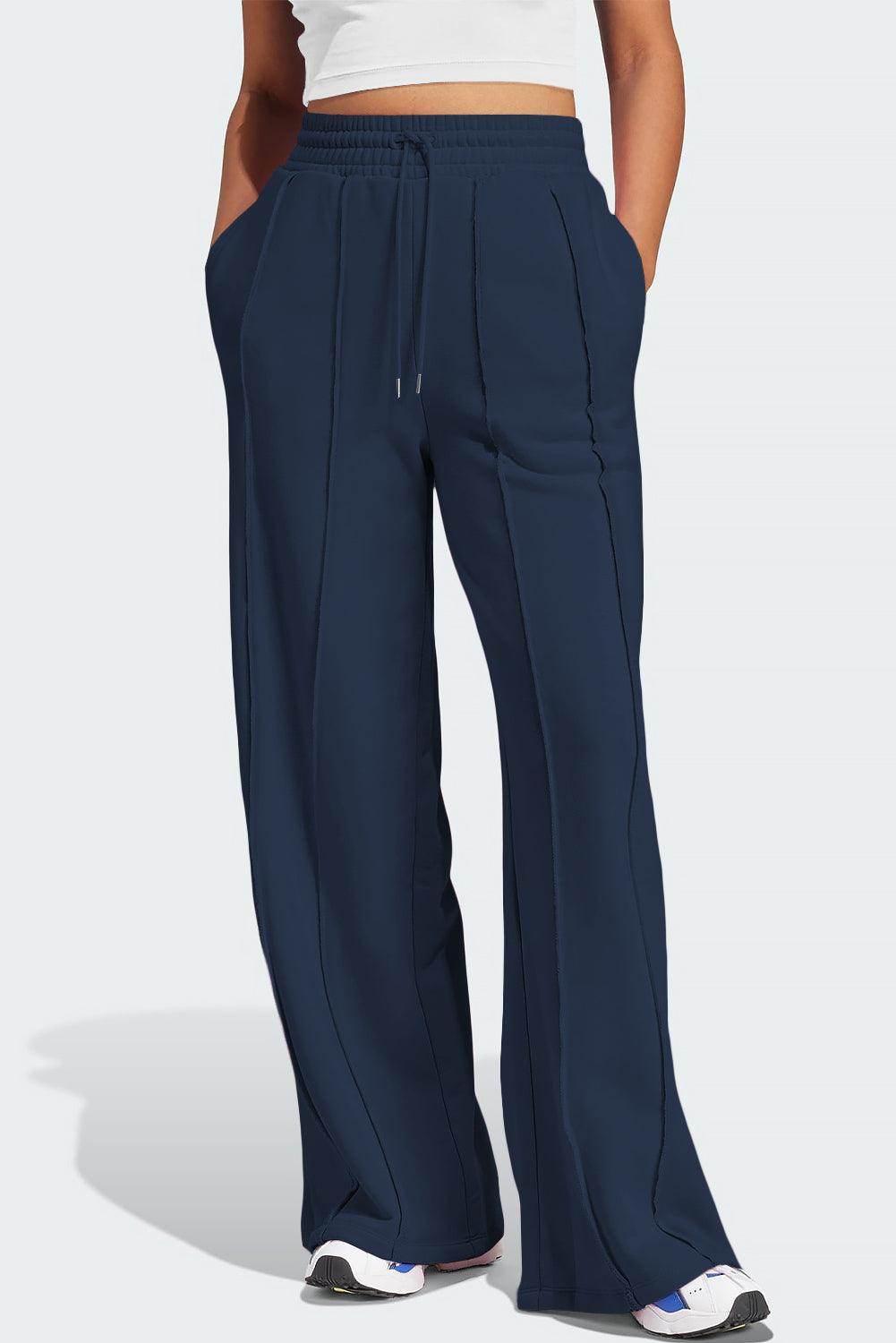 Drawstring Wide Leg Active Pants for Comfort and Style - Selvanelle