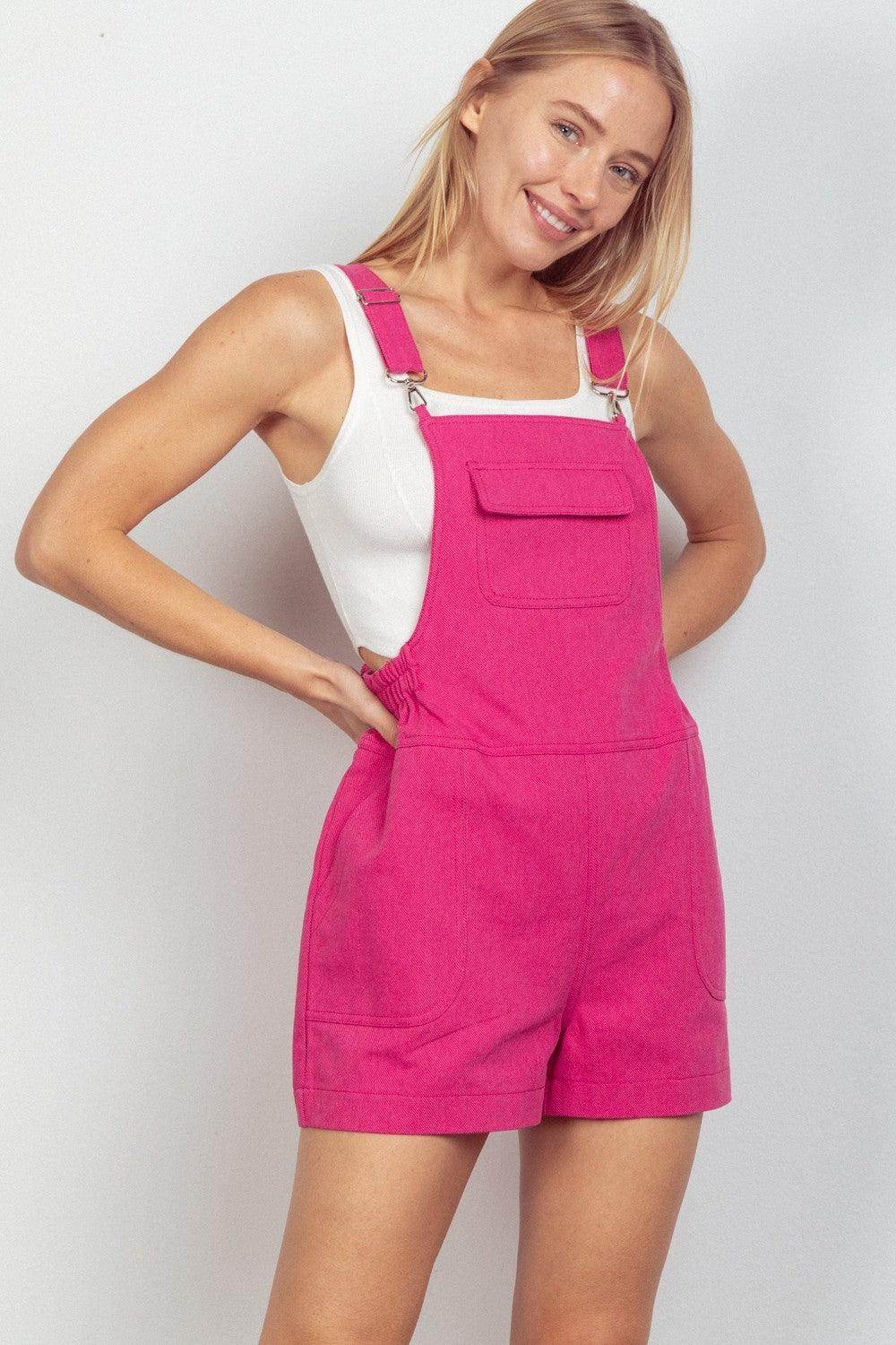 Very J Adjustable Suspender Overalls with Pockets for Women - Selvanelle