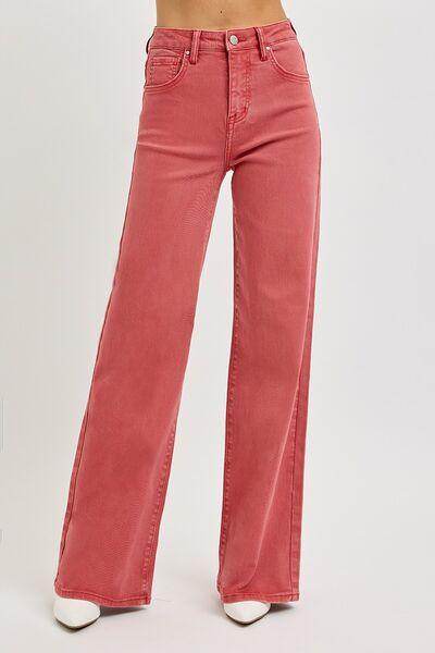 RISEN Full Size High Rise Tummy Control Wide Leg Jeans - Selvanelle