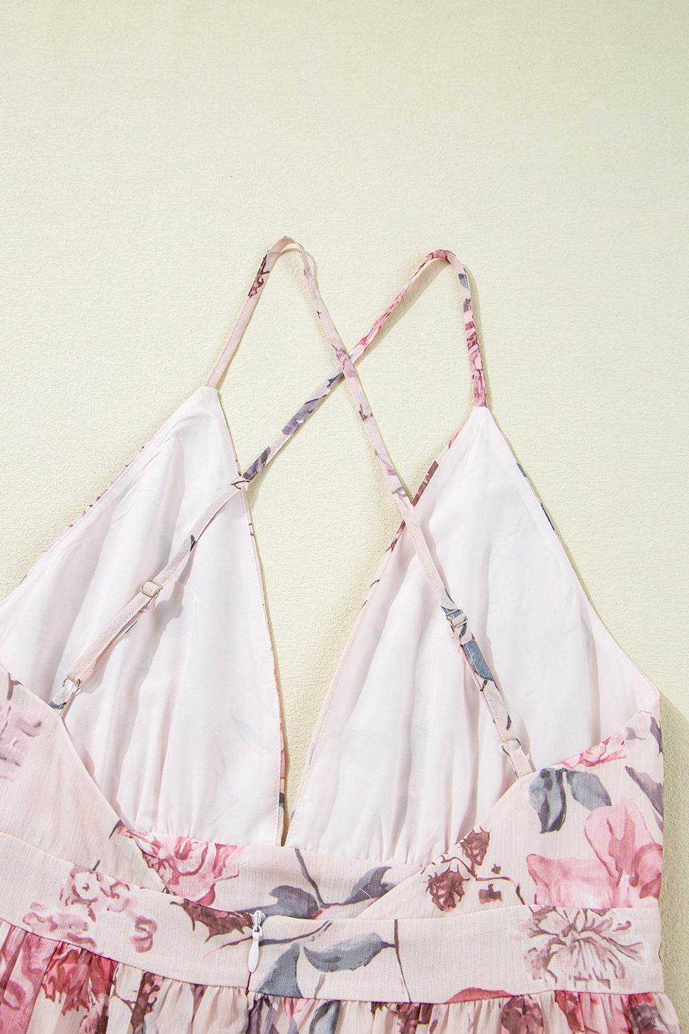Floral Pleated Deep V Backless Maxi Dress - Selvanelle