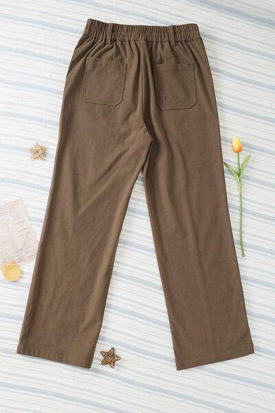 Half Elastic Waist Straight Pants for Comfortable Fit - Selvanelle