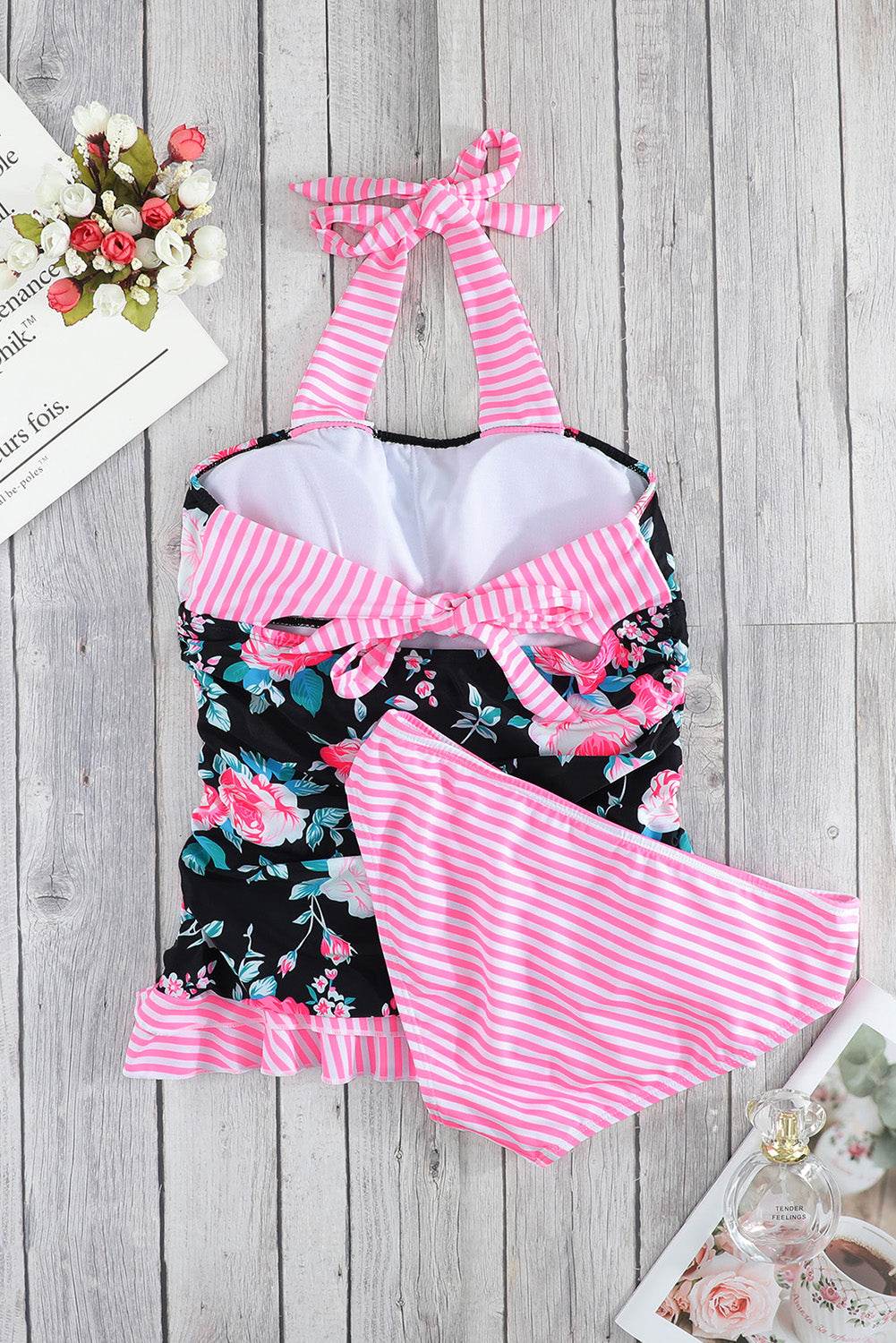 Mixed Print Tie-Back Two-Piece Swimsuit - Selvanelle