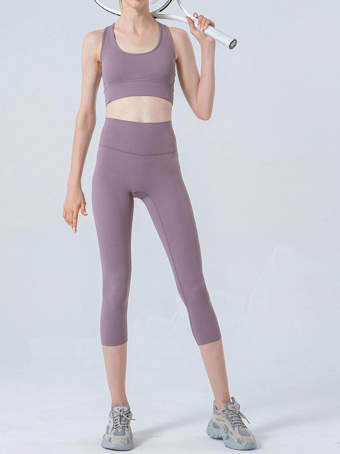 Wide Waistband Cropped Sports Leggings for Active Comfort - Selvanelle